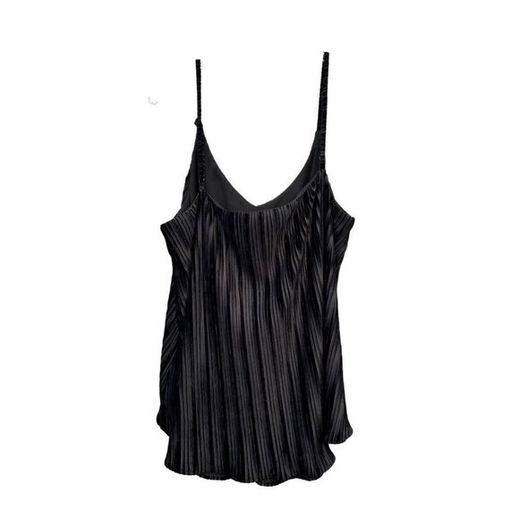 DALIA Black Pleated Tank Top Sleeveless Blouse Spaghetti Strap See Meaurements - Picture 2 of 6